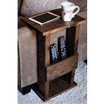 madamecarpenter Yan Sehpa Masif Ağaç Ceviz Renk 45x30 Cm