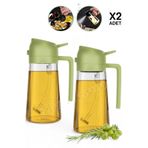 Madamev 2 Adet Çift Fonksiyonlu Cam Sprey Yağdanlık 450ml Zeytinyağı Sıvıyağ Şişe Airfryer Yağlık Sirkelik