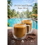 Madamev 2'li Çift Cidarlı Cam Kupa Bardak Seti 350ml Isıya Dayanıklı Espresso Sunum Kulplu Kahve Bardağı