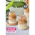 madamev 2li Sukabağı Şekli Latte Bardak Seti Iskandinav Tarz Cam Bardak Kahve Kokteyl Sunum Bardağı 400ML - Şeffaf - 400 ml