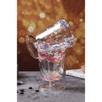 madamev Çift Cidarlı Yıldızlı Ayaklı Retro Bardak Magnolya Sunum Kasesi ve Pipetli Kahve Bardağı 350 ml - 1 Adet