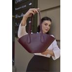 Madamra Bordo Kadın Deri Görünümlü Shopper Çanta