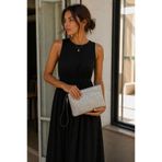 Madamra Gümüş Kadın Clutch Çanta Dokuma El Çantası Bilek Askılı Yazlık Portföy Çanta