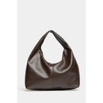 Madamra Kadın Kahverengi PU Deri Shopper Omuz Çantası – Yumuşak Form Vintage Model