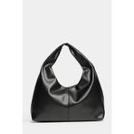 Madamra Kadın Siyah PU Deri Shopper Omuz Çantası – Yumuşak Form Vintage Model