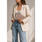 Madamra Vizon Kadın Rugan Dokulu Monogram Desenli El Çantası – Şık & Gece Kombin Uyumlu Clutch Çanta