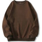 Mad&Calf Kadın Basic 0 Sıfır Yaka Baskısız Düz Oversize Salaş Bol Kesim Polar Sweatshirt - L - Kahverengi