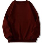 Mad&Calf Kadın Basic 0 Sıfır Yaka Baskısız Düz Oversize Salaş Bol Kesim Polar Sweatshirt - XS - Bordo