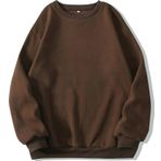 Mad&Calf Kadın Basic 0 Sıfır Yaka Baskısız Düz Oversize Salaş Bol Kesim Polar Sweatshirt - XS - Kahverengi
