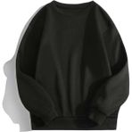 Mad&Calf Kadın Siyah Basic 0 Sıfır Yaka Baskısız Düz Oversize Salaş Bol Kesim Polar Sweatshirt