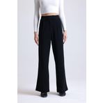 Mad&Calf Kadın Wide Leg Likralı Cırt Kapamalı Lastikli Palazzo Pantolon Siyah XL