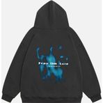 Mad&Calf Unisex Pray The Lord Baskılı Kapüşonlu Polarlı Oversize Sweatshirt Füme M