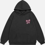 Mad&Calf Unisex True Blue Baskılı Kapüşonlu Polarlı Oversize Sweatshirt Füme S