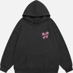 Mad&Calf Unisex True Blue Baskılı Kapüşonlu Polarlı Oversize Sweatshirt Füme XL