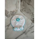 MadeByMayHand El Örmesi Banyo Lifi Çeyizlik Lif Mavi Çiçek Yuvarlak