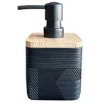 Madera Sıvı Sabunluk, Siyah, Banyo Aksesuarı, Ahşap Detaylı, Geometrik Desenli