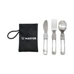 Madfox Heavy Duty 3ın1 Katlanır Çatal Kaşık Bıçak Gümüş