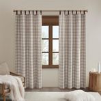 Madison Park Anaheim Kabin Ekose Perde Penceresi, Isı Yalıtımlı Polar Astar, Oturma Odası Dekoru Yatak Odası için Işık Engelleyici Örtüsü, 1-Tekli Panel Paketi, 50" x 84", Suni Deri Tab, Kahverengi