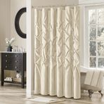 Madison Park Laurel Fildişi Duş Perdesi, Banyo için Parçalı Geçişli Duş Perdeleri, 72 X 72, Doğal