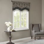 Madison Park Suni İpek Şal Desenli Jakarlı, Rustik Cepli Perde Gizlilik Astarlı Oturma Odası, Mutfak, Yatak Odası ve Yurt Odası için, 127 cm x 45 cm, Siyah Boncuk Süsleme