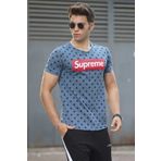 Madmext 2640 İndigo Benekli Erkek T-shirt