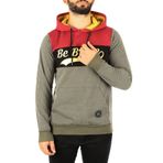 Madmext 2815 Haki Kapşonlu Çizgili Erkek Sweatshirt