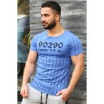 Madmext 2863 Mavi Bisiklet Yaka Çizgi Detaylı Erkek T-shirt