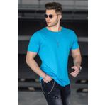 Madmext 2883 Mavi Yırtık Detaylı Erkek T-shirt