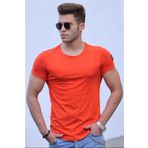 Madmext 2883 Yırtık Detaylı Turuncu Erkek T-Shirt