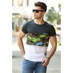 Madmext 3003 Lacivert Kamuflaj Desenli Erkek T-shirt