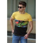 Madmext 3003 Sarı Kamuflaj Desenli Erkek T-shirt