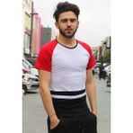 Madmext 3014 Beyaz Şerit Detaylı Erkek T-shirt