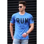 Madmext 3035 Baskılı İndigo Erkek T-shirt