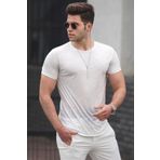 Madmext 4055 Beyaz Erkek Tişört