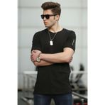 Madmext 4103 Siyah Fermuar Detaylı Erkek T-shirt