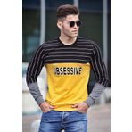 Madmext 4184 Erkek Baskılı Sarı Sweatshirt