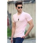 Madmext 4552 Pudra Bisiklet Yaka Erkek T-shirt