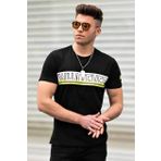 Madmext 4592 Siyah Yırtıklı Baskılı Erkek T-shirt