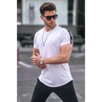 Madmext 4633 Beyaz Kol Detaylı Regular Fit Erkek T-shirt