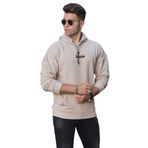 Madmext 4722 Bej Baskılı Kapüşonlu Erkek Sweatshirt