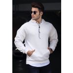Madmext 4764 Beyaz Kapüşonlu Erkek Sweatshirt