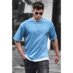 Madmext 4978 Mavi Oversize Erkek T-shirt