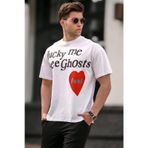 Madmext 5263 Beyaz Baskılı Erkek T-shirt