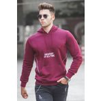 Madmext 5292 Bordo Baskılı Kapşonlu Erkek Sweatshirt