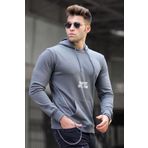 Madmext 5292 Füme Baskılı Kapşonlu Erkek Sweatshirt