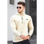 Madmext 5297 Bej Baskılı Erkek Sweatshirt