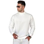 Madmext 5301 Erkek Beyaz Balıkçı Yaka Sweatshirt