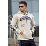 Madmext 5312 Bej Baskılı Erkek Sweatshirt