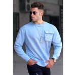 Madmext 5320 Mavi Bisiklet Yaka Erkek Sweatshirt