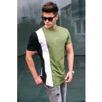 Madmext 5370 Çizgili Haki T-shirt